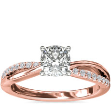Split Shank Pavé and Plain Shank Diamond Engagement Ring in 14k Rose Gold (1/10 ct. tw.)
